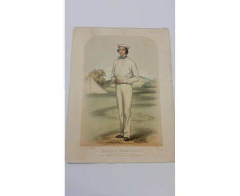 CRICKET, John Corbet Anderson print, Edgar Willsher, 2nd Apr 1857, 300 x 400mm, two small corners clipped, VG