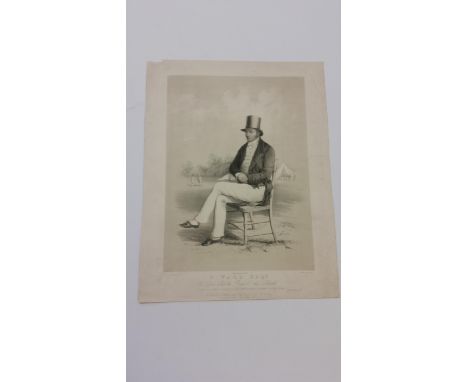 CRICKET, John Corbet Anderson print, W. Ward Esq (Lord Charles Russell), 1849, 235 x 310mm, small piece missing to one corner