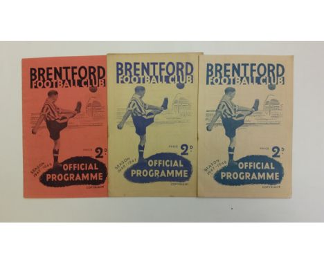 FOOTBALL, Brentford, home programmes 1940s - 50s, inc. V Arsenal, Millwall, Plymouth, Oldham etc., G, 8