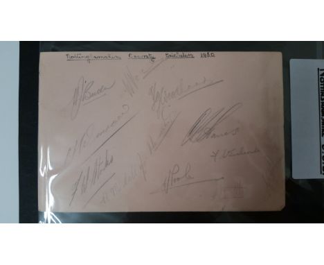CRICKET, signed album page by Nottinghamshire 1950, twelve signatures inc. Butler, Voce, Hardstaff &amp; Poole (all England),