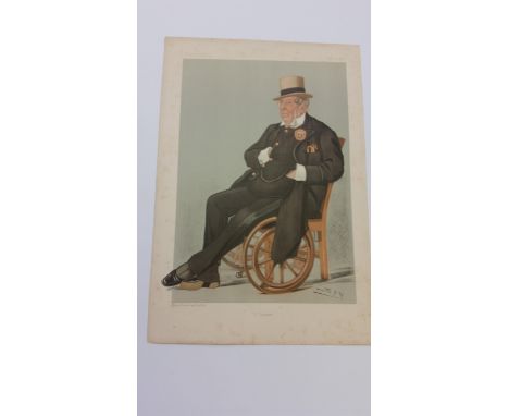 CRICKET, Vanity Fair print, I Zingari (Baldwin), by SPY, 8th Sep 1895, tape marks to back, G
