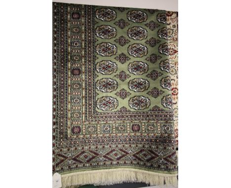 2.30 x 1.60 Green Ground Bokhara Carpet