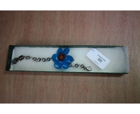 Butler &amp; Wilson blue agate, freshwater pearl, garnet and carnelian flower bracelet