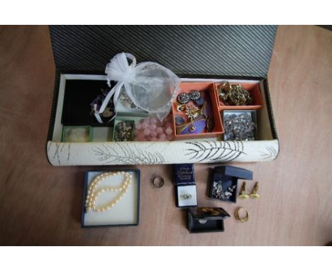 Box of vintage costume jewellery