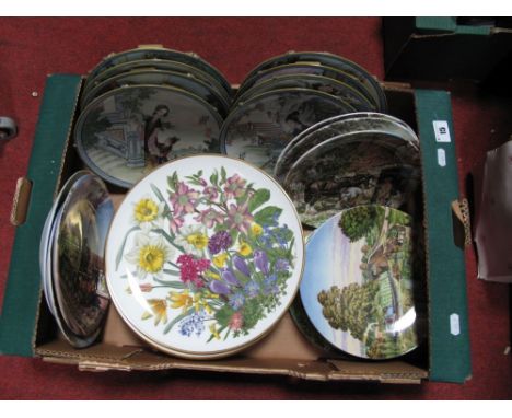 A Quantity of Collectors Series Cabinet Plates, varying themes including steam railway, Franklin porcelain RHS, Royal Worcest