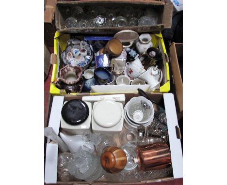 Kitchen Jars, commemorative ware, ceramics, glassware, Lancraft caddy, etc:- Three Boxes 
