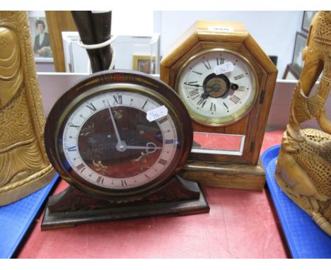 XIX Century American Rosewood Mantel Clock, with a white dial "bearing label" Seth Thomas Thomaston, Connecticut, together wi