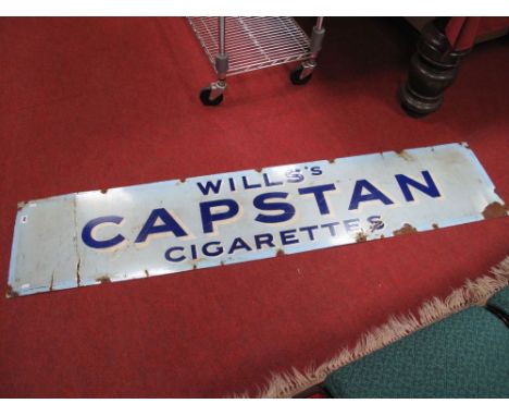 Advertising Interest, a vintage 'Will's Capston Cigarettes' Enamel Sign, 38 x 183cms. 
