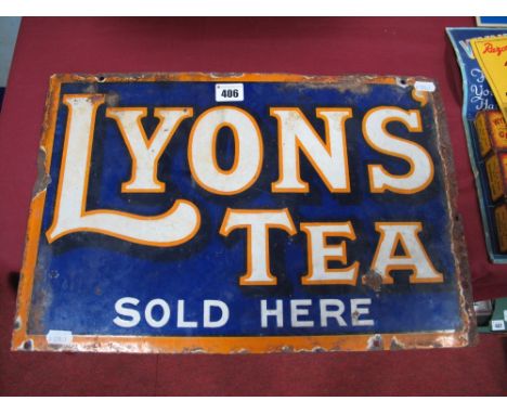 A "Lyons Tea" Enamel Advertising Sign, 45.5 x 30cms. 
