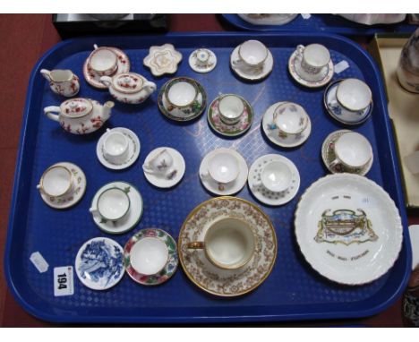 A Coalport 'Indian Tree' Miniature Tea For One Set, along with an assortment of miniature cups and saucers including Crown St