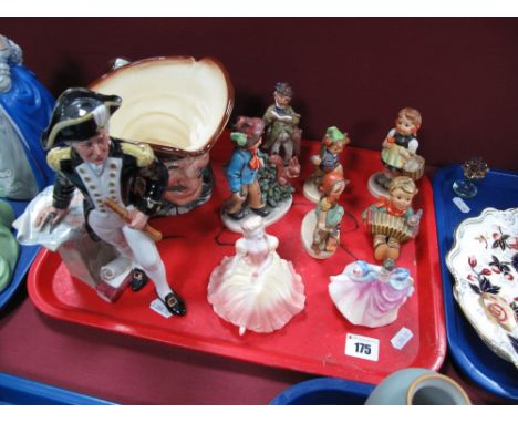 A Royal Doulton 'Dick Turpin' Character Jug, four Goebel models of  children including 'Lets Sing' Coalport and Doulton minia