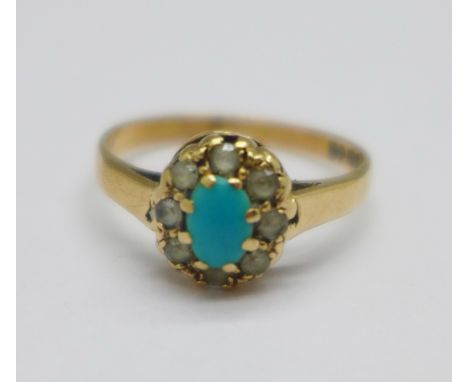 A 9ct gold cluster ring, 2.4g, R 