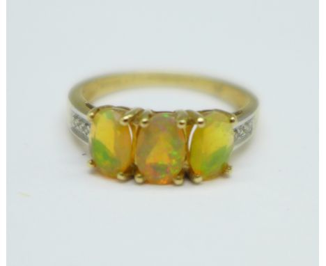 A 9ct gold and synthetic opal ring, 1.8g, J 