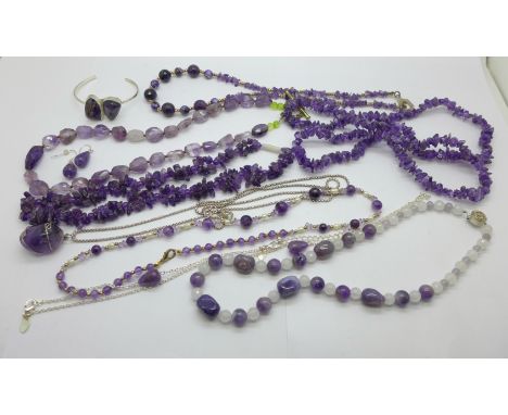 Amethyst jewellery including silver set 