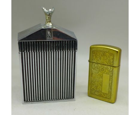 A Zippo lighter and a Rolls-Royce grill table lighter 