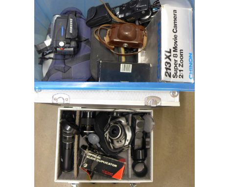 A Nikon 135mm camera lens and other cameras and camcorders**PLEASE NOTE THIS LOT IS NOT ELIGIBLE FOR POSTING AND PACKING** 