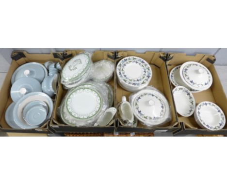 Royal Doulton Aegean design dinnerware and coffee cups and saucers, Royal Doulton Burgundy dinnerware and one other set of di