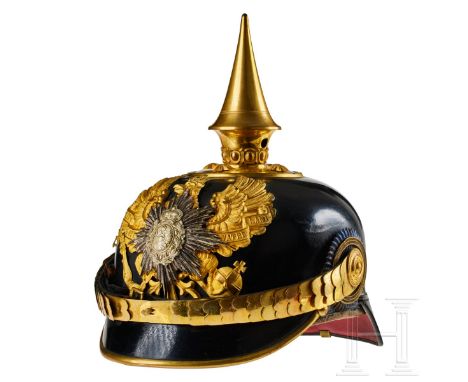 Schwarzburg-Rudolstadt - Helm für Offiziere im 7. Thüringischen Infanterie-Regiment Nr. 96, III. Bataillon Schwarz lackierte 