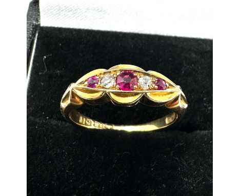 Antique 18ct gold ruby &amp; diamond ring weight 4.3g