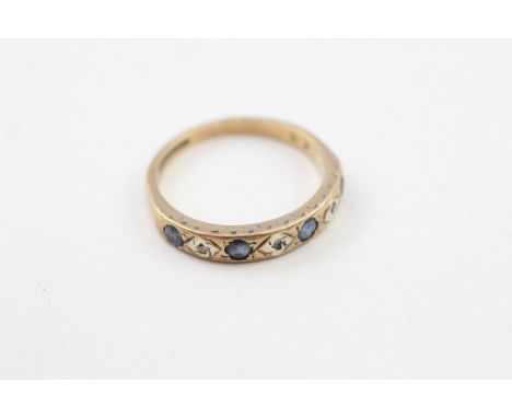 9ct gold vintage sapphire &amp; diamond half eternity ring (2g)