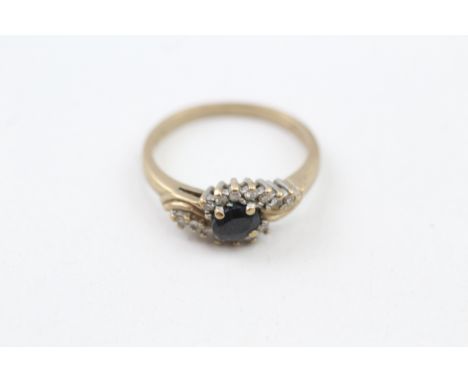 9ct gold vintage sapphire &amp; diamond dress ring (2.4g)