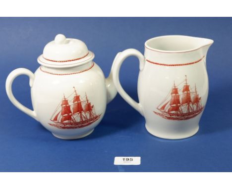 A Wedgwood 'Flying Cloud' dinner service by Ann McKim comprising: - eight dinner service, two meat plates, eight cups and sau