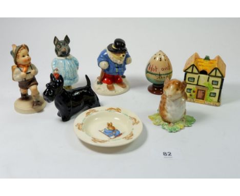 A group of figures including Beswick Beatrix Potter Pig Wig, Timmy Willie, a Beswick dog, Hummel Boy etc 