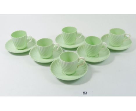 A Minton vintage set of six green coffee cups and saucers 