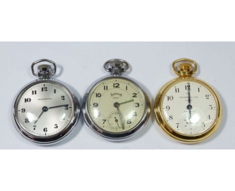 A 'Services Army' pocket watch and two Ingersol pocket watches 