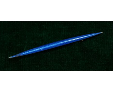 A Norwegian silver and enamel blue long bar brooch by Aksel Holmsen, 10.5cm 