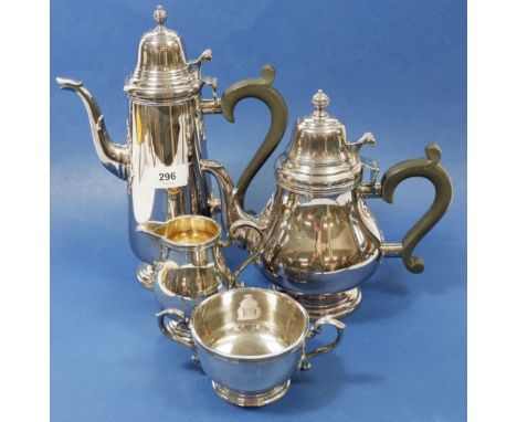 A Georgian style four piece silver tea and coffee service, 2231g, Sheffield 1979 