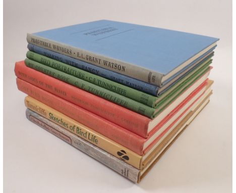 Six various Tunnicliffe bird and nature books together with two other nature books by Grant Watson but illustrated by Tunnicl