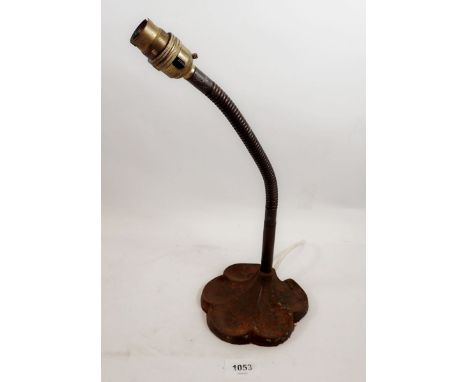 A vintage shell base metal adjustable desk lamp - distressed condition 