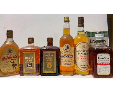 A collection of older style whisky, 12 bottles, mostly blends, including Logan's De Luxe, Logan's Extra Age, Peter Dawson, Av