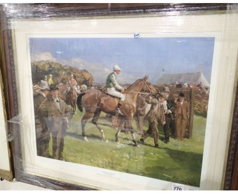 Framed and glazed print At Hethersett Races original by Sir Alfred Mannings 1940 60 x 45 cm 