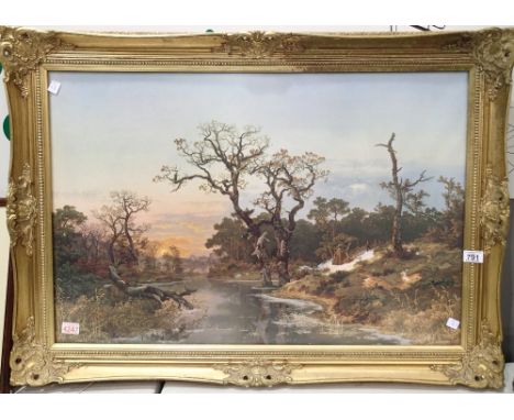 Framed and glazed Wilhelm Portmann print 120 x 60 cm 