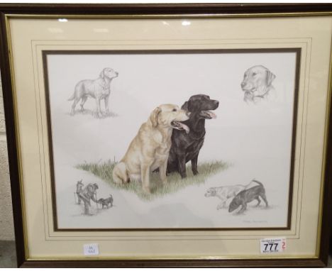 Nigel Hemming limited edition print of Labradors 38 x 29 cm 