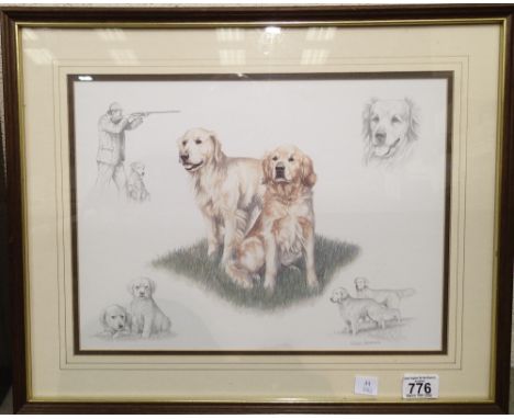 Nigel Hemming limited edition print of Labradors 38 x 29 cm 