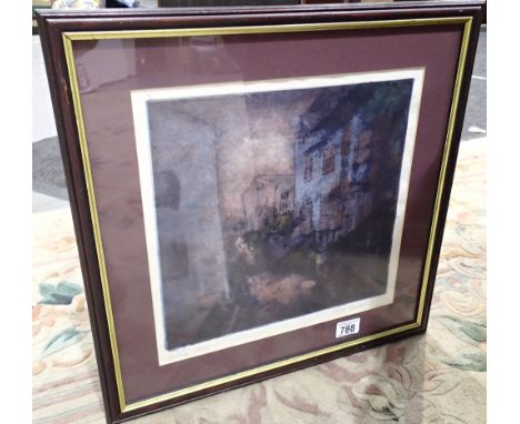 Artist proof print of Staithes by J M Stewart 32 x 31 cm 