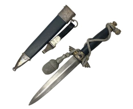 German Paul Weyersberg & Co Solingen DLV flyers dagger with 18cm steel blade, plated brass/tombac downswept cross-piece and p