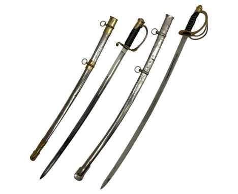 Reproduction American Civil War Cavalry trooper's sword, the 88cm slightly curving fullered steel blade marked to the ricasso