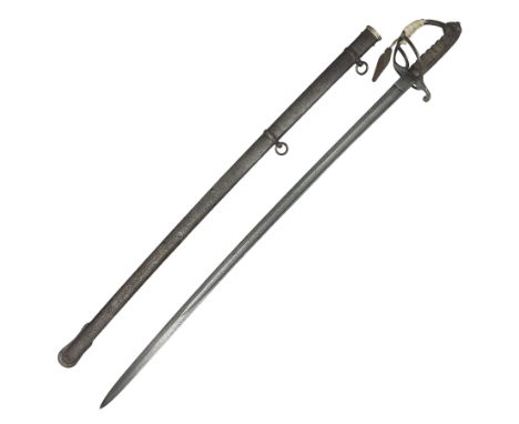 British 1821 Pattern Light Cavalry Officer's sword, with plain 87.5cm slightly curving fullered steel blade and plain steel t
