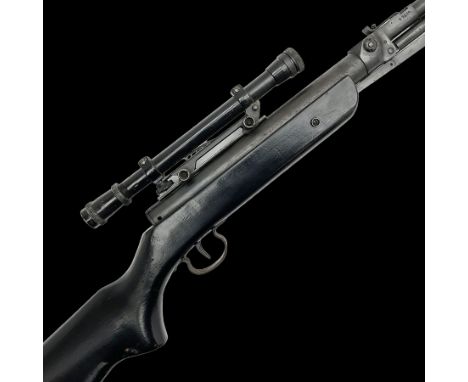 Model 322 .177 air rifle with under lever action, black painted stock and telescopic sight, No.13480 L110cm overallCondition 