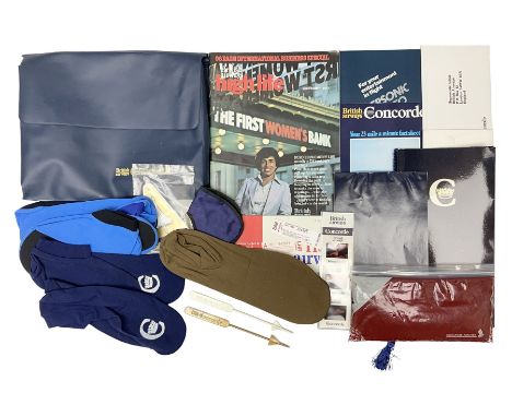 British Airways Concorde - inflight complimentary amenity pack including footwear, menu, stationery, three photographic slide