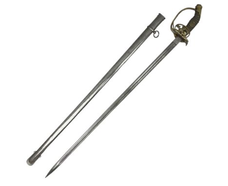 19th Century Prussian Infantry Officers 1889 pattern sword, the 77.5cm double fullered blade with makers mark to the ricasso 
