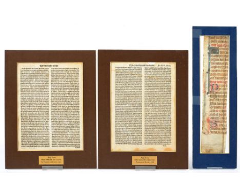 EARLY PRINTING. TWO LEAVES FROM THE GOLDEN LEGEND, PRINTED BY WYNKYN DE WORDE, C1498 AND CHAUCER, THE TESTAMENT OF LOVE, CAXT