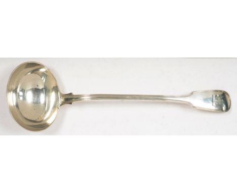 A WILLIAM IV SILVER SOUP LADLE OF FIDDLE AND THREAD PATTERN, LONDON 1830, 9OZS 16DWTS++GOOD CONDITION