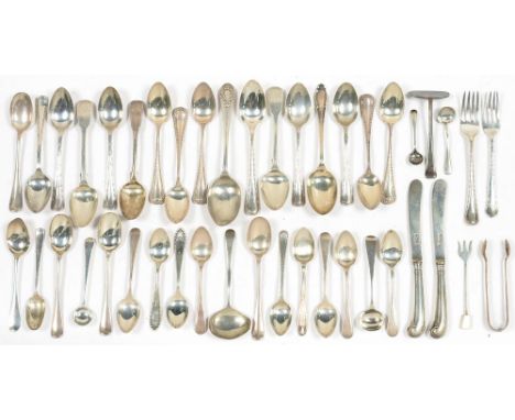 MISCELLANEOUS SILVER FLATWARE, GEORGE III AND LATER, 24OZS 5DWTS (42)