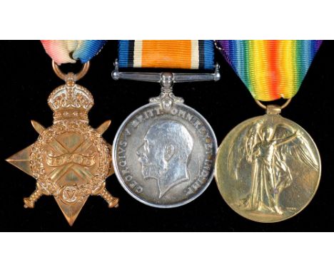 WORLD WAR ONE, GROUP OF THREE, 1914-15 STAR, BRITISH WAR MEDAL AND VICTORY MEDAL 17069 PTE T P DERBYSHIRE MANCH R