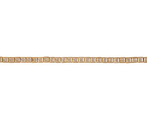 A DIAMOND BRACELET IN GOLD MARKED 9K, 7.5G++LIGHT WEAR CONSISTENT WITH AGE
